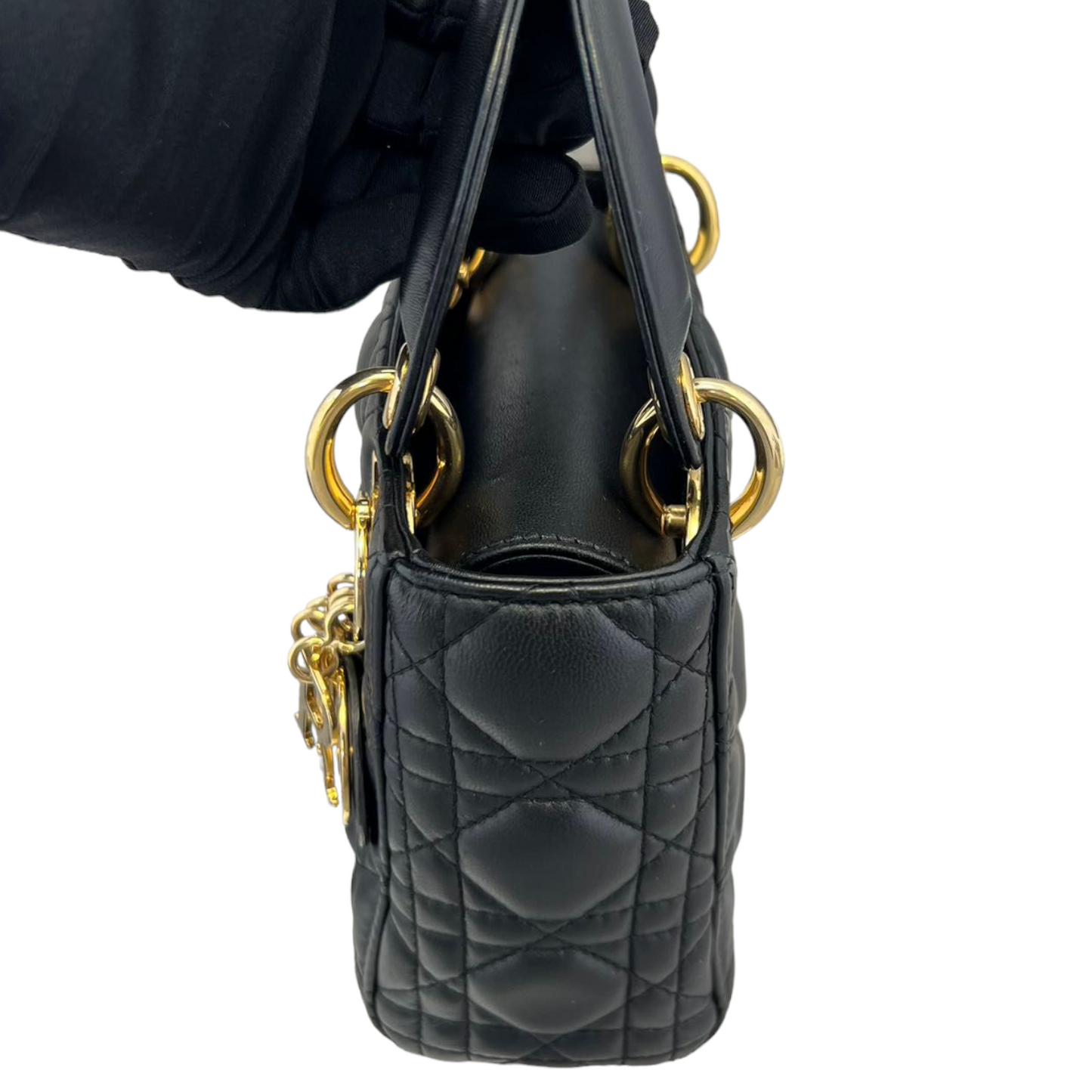 Lambskin Cannage Mini Lady Dior Black GHW