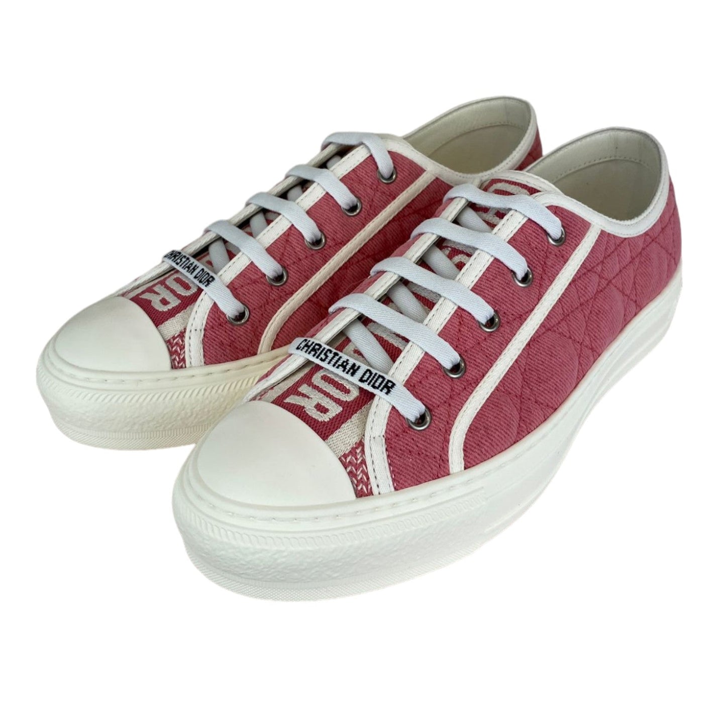 Walk 'N' Dior Sneakers Cannage Canvas Pink Size 39