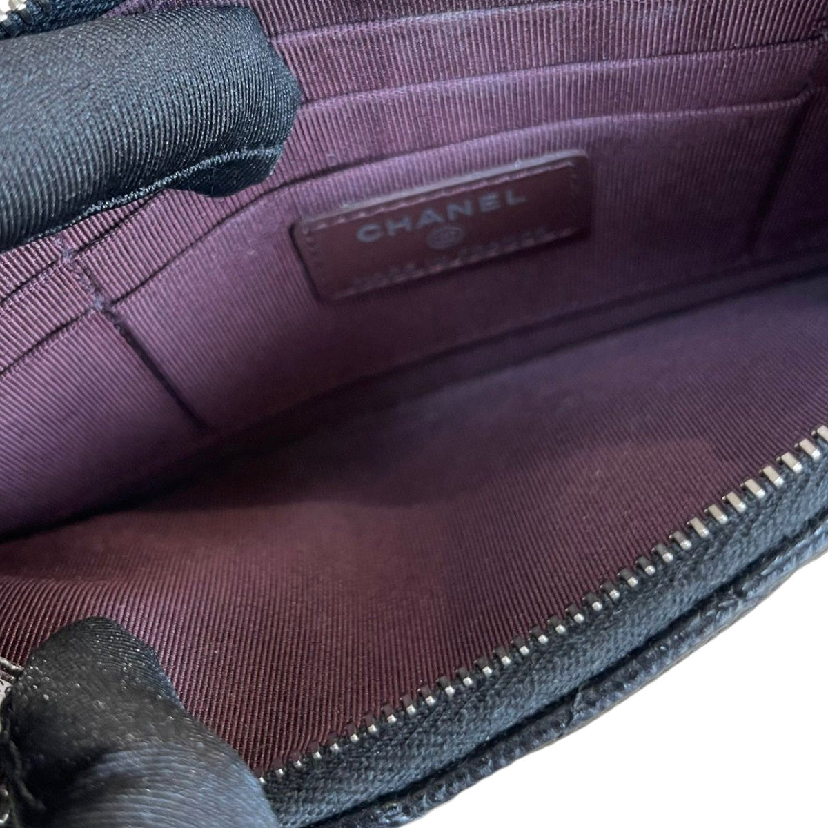 CC Multi Functional Zip Pouch Caviar Leather Black SHW