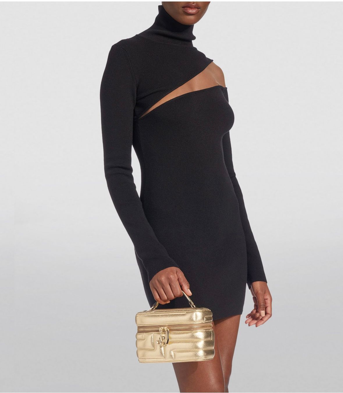 Jimmy Choo Gold Quilted Nappa Leather Vanity Case