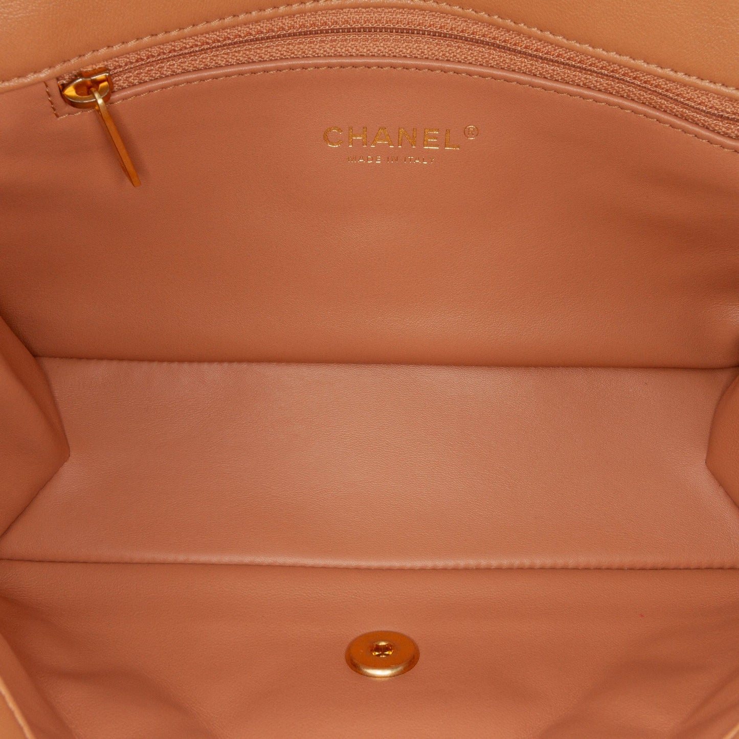 Brown Chanel Medium Quilted Lambskin Logo Letters Chanel Touch Chain Flap Shoulder Bag