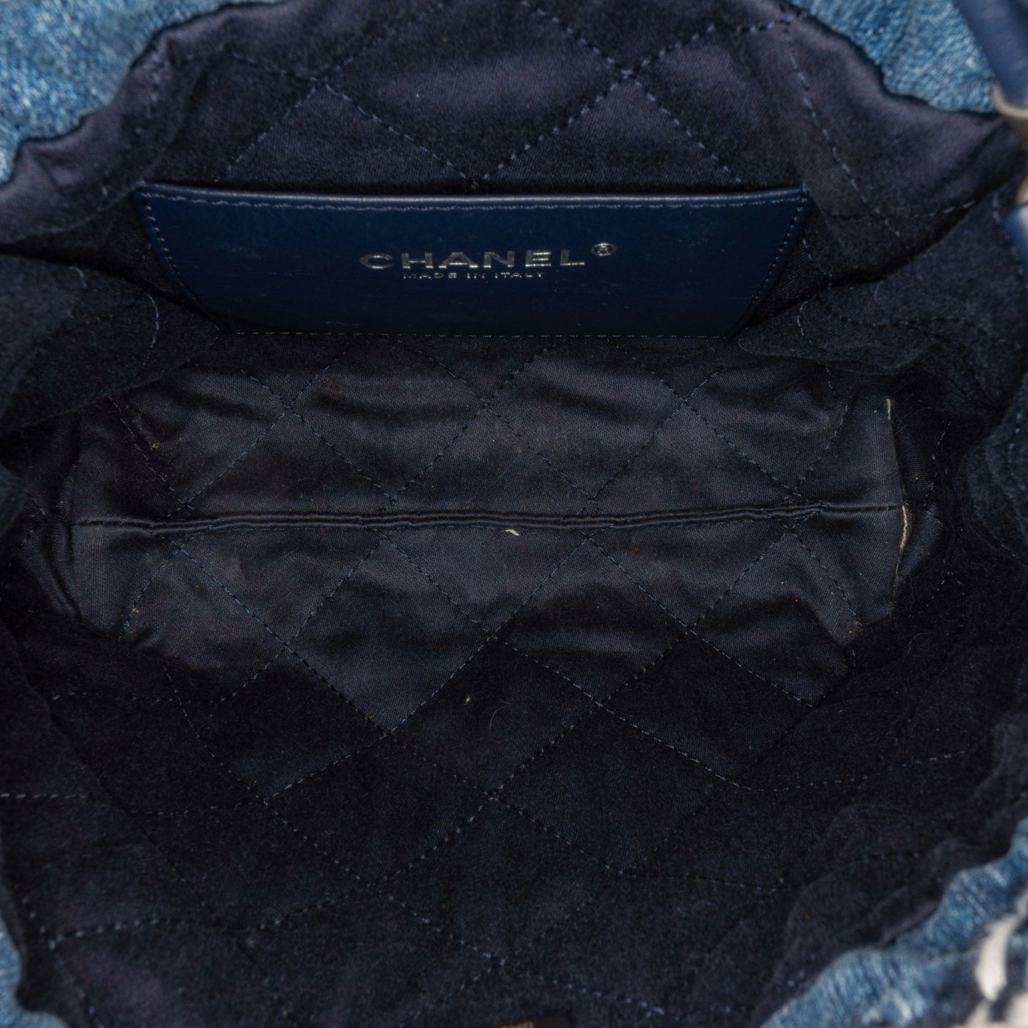 Blue Chanel Mini Denim Stitched 22 Handbag Satchel