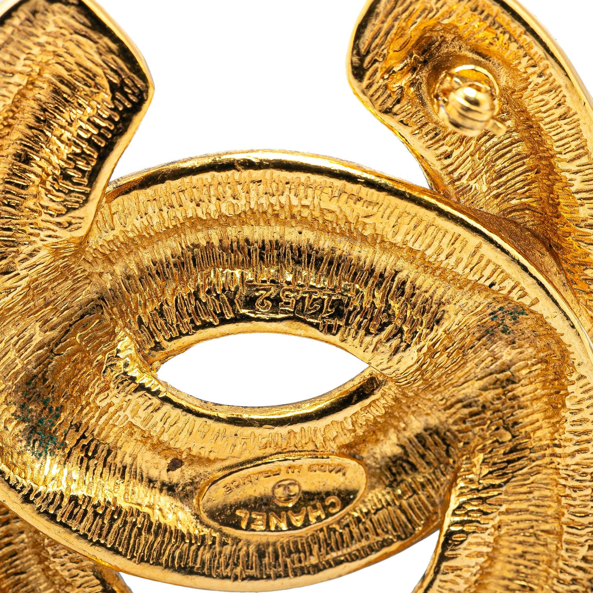 Gold Chanel Gold Plated CC Quilted Brooch
