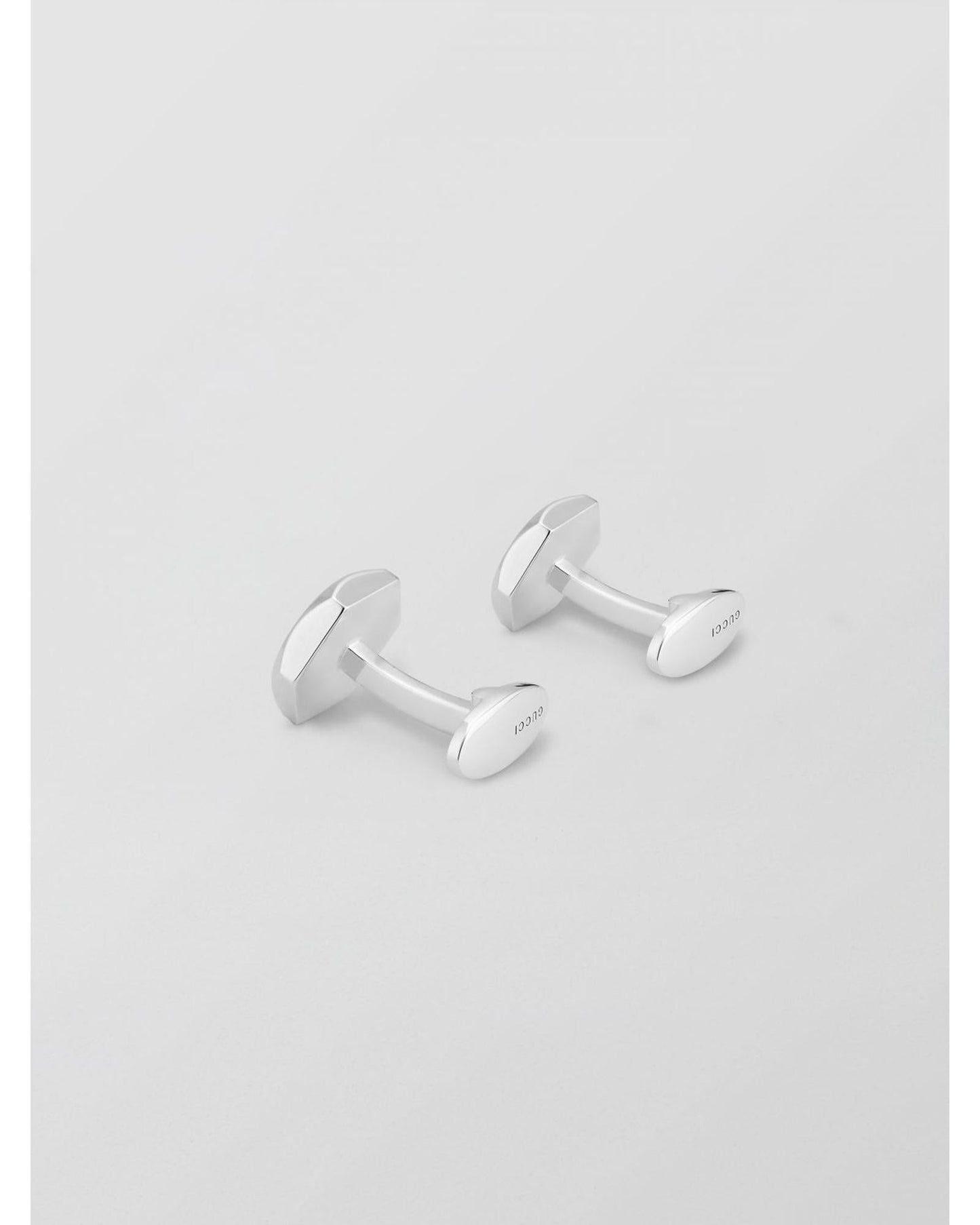 Gucci Hexagon Cufflinks Logo Detail Women Silver Jewelry