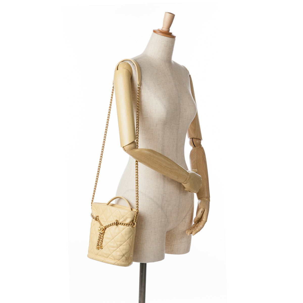 Yellow Chanel Mini Lambskin Pending CC Bucket Bag