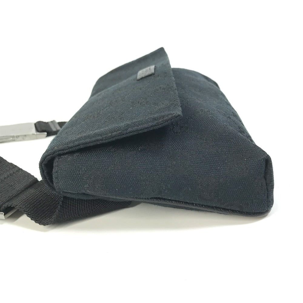 GUCCI Waist bag 146304 GG canvas / leather black GG Belt bag mens Secondhand
