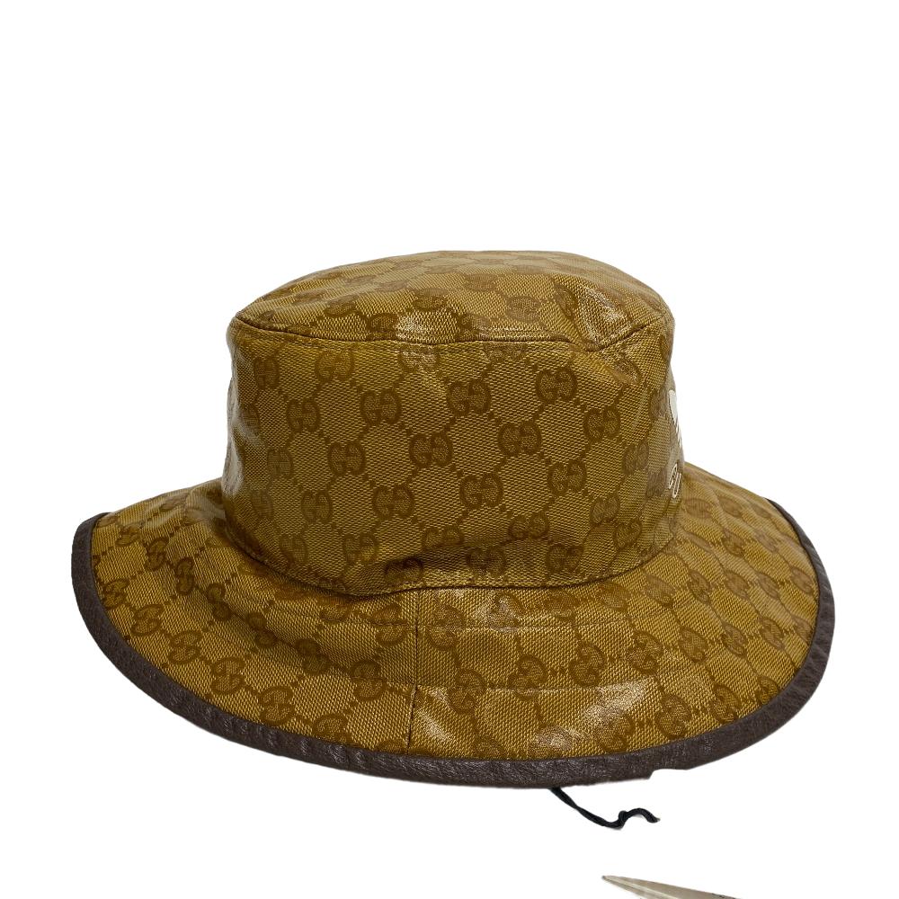 GUCCI hat 696484 Cotton, Nylon Brown Adidas Bucket Hat GG crystal S 57 mens Used