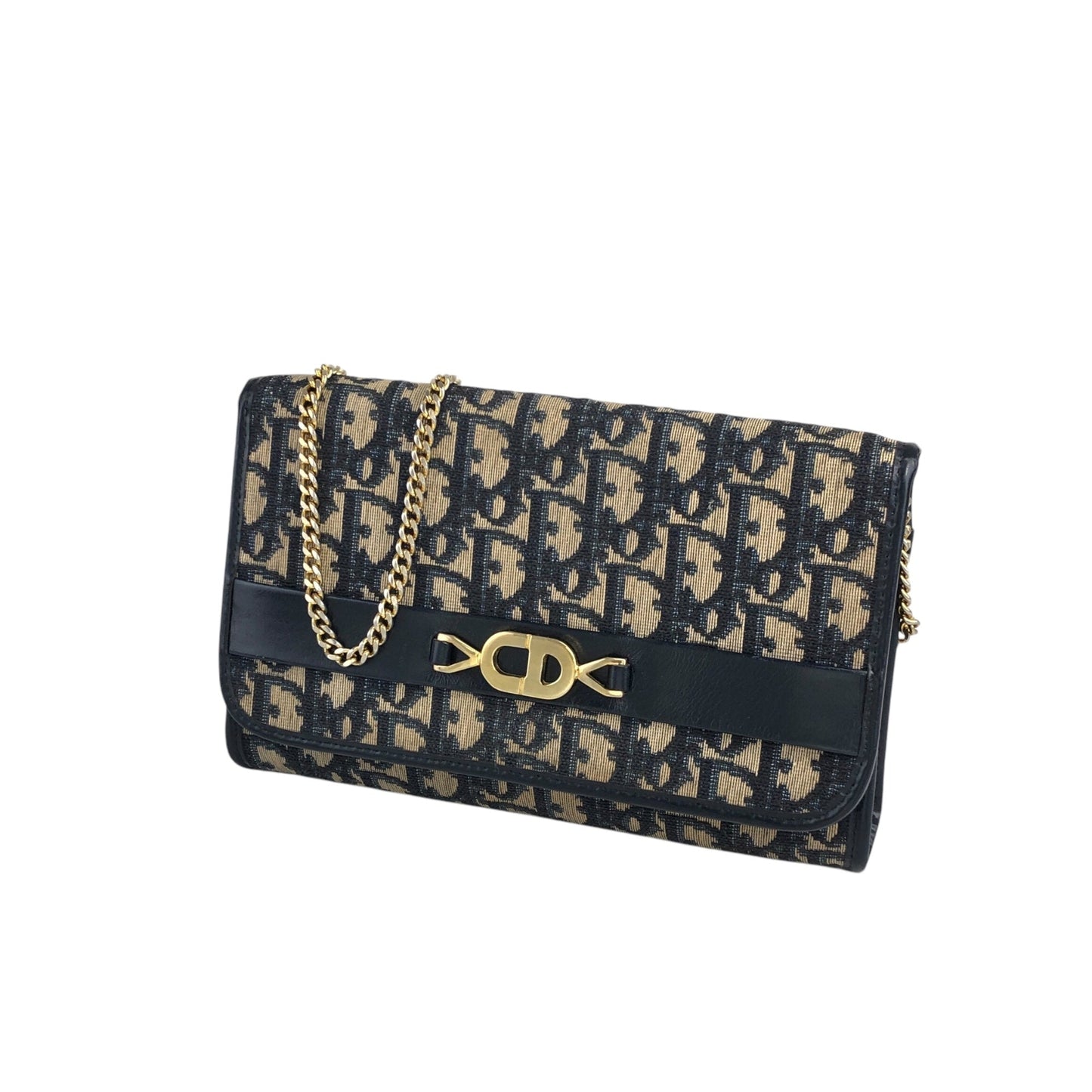 Christian Dior Trotter Chain Shoulder bag Navy Vintage r754bh