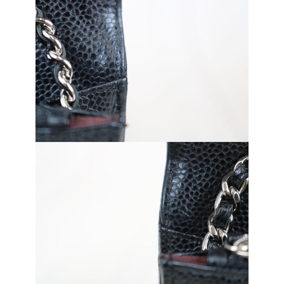 Rank A | CHANEL Caviar Skin Classic Chain Wallet |091613