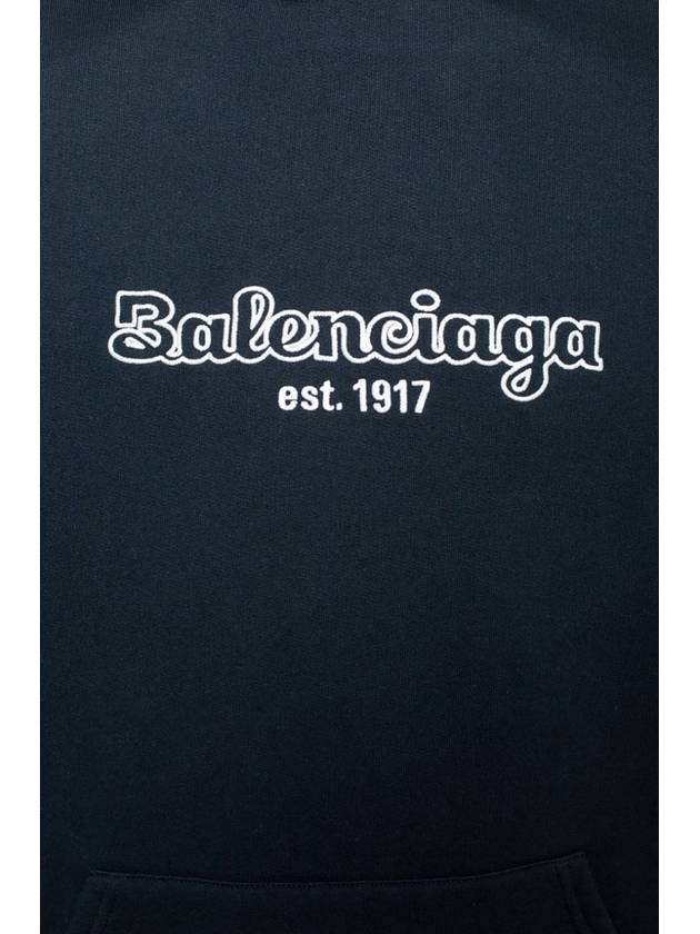 Luxury Balenciaga Embroidered Logo Hoodie Navy