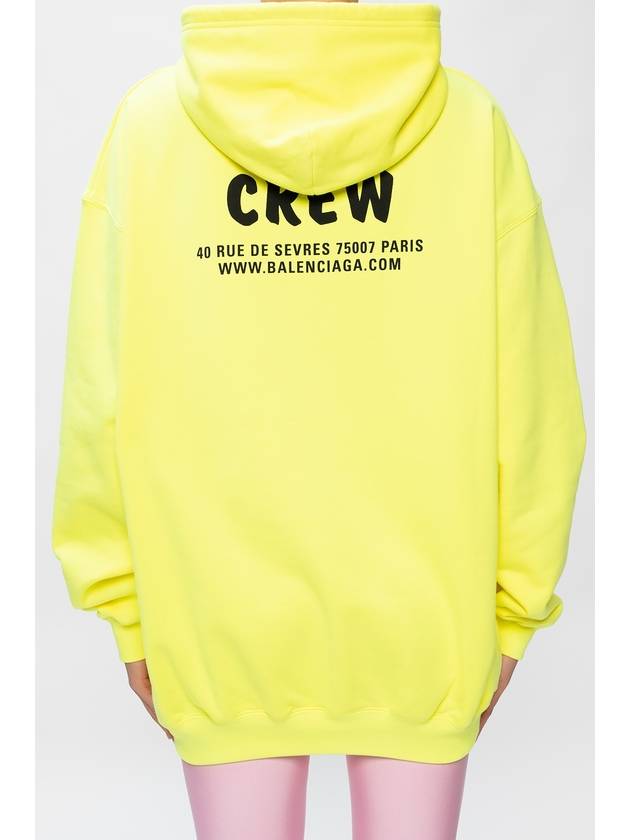 Luxury Balenciaga Crew Logo Print Oversized Hoodie Yellow