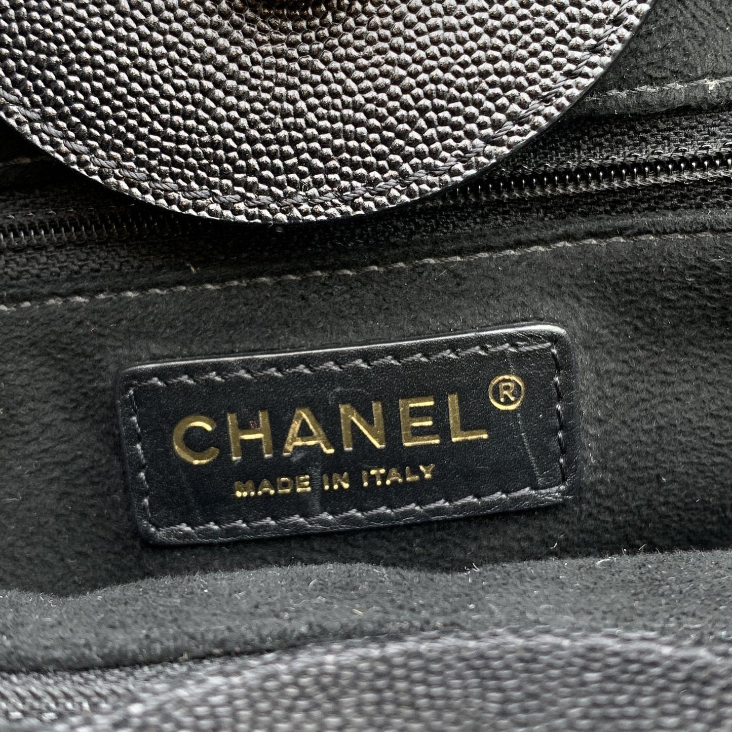 CHANEL Black Caviar Leather Studded Deauville Tote Shoulder Bag