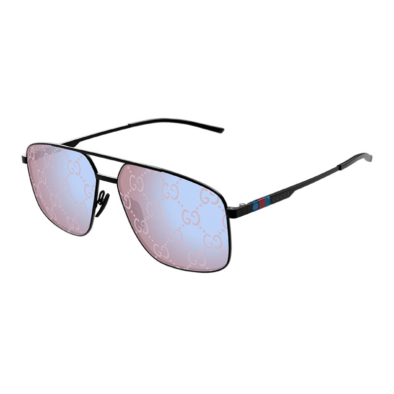 Gucci Sunglasses Aviator Full Rim, Shiny Dark Ruthenium Frame and Brown Lens GG1676S003
