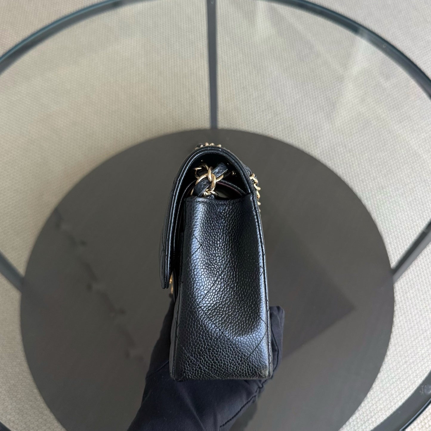 Chanel Classic Flap Small - Caviar 23CM Quilted Grained Calfskin Black Gold Hardware Series 27