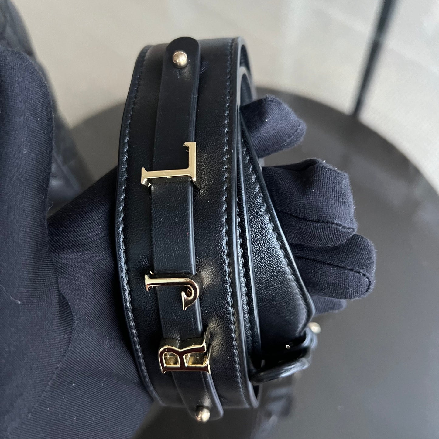 *ABC Strap* Lady Small Cannage Lambskin Black Golden Hardware ABC Strap