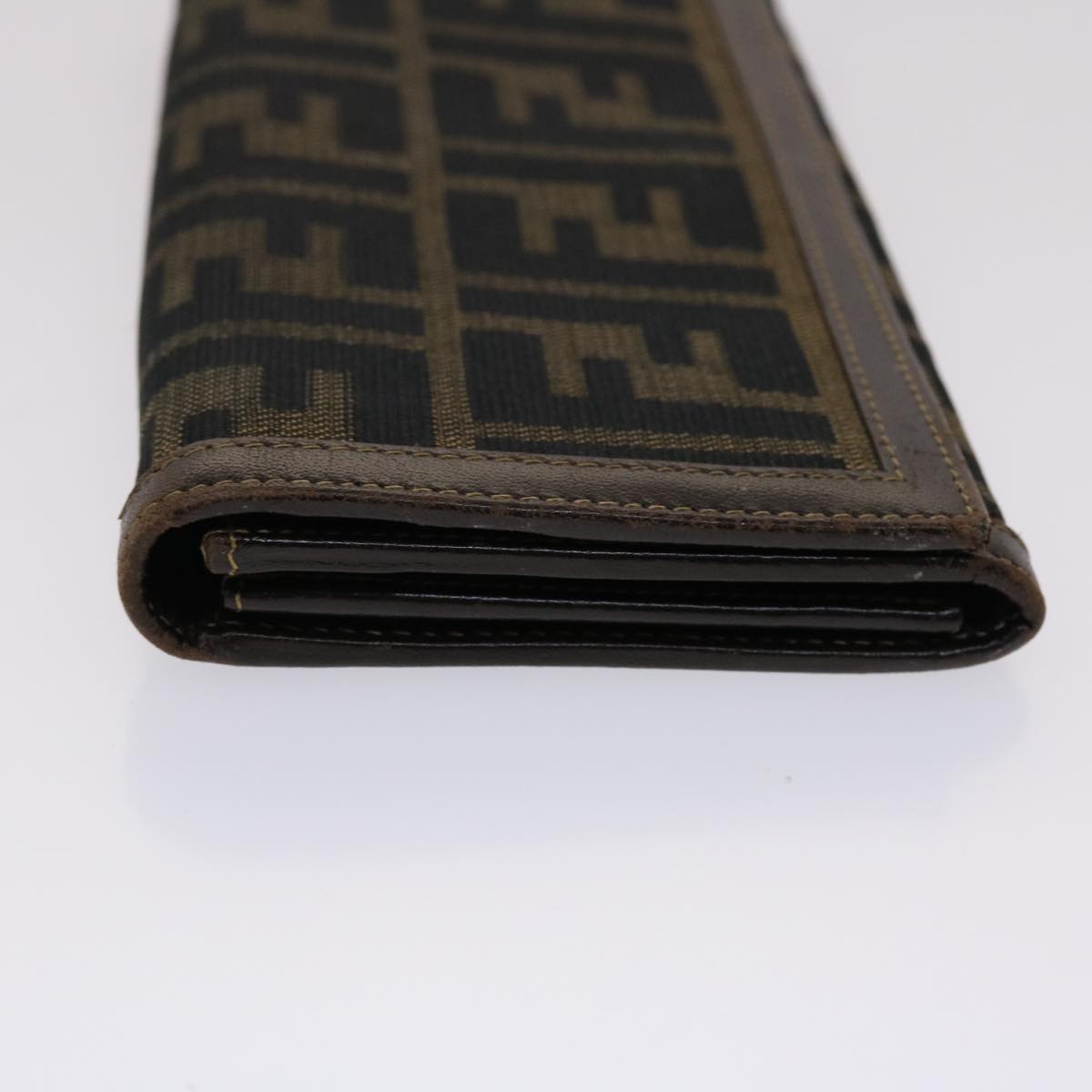 FENDI Zucca Canvas Long Wallet Black Brown