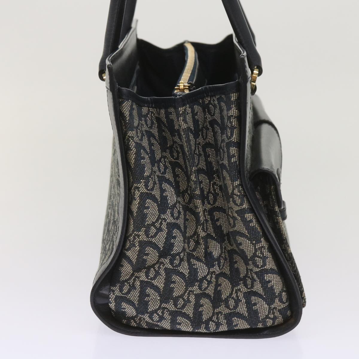 CHRISTIAN DIOR Trotter Canvas Hand Bag Navy Auth ac2681