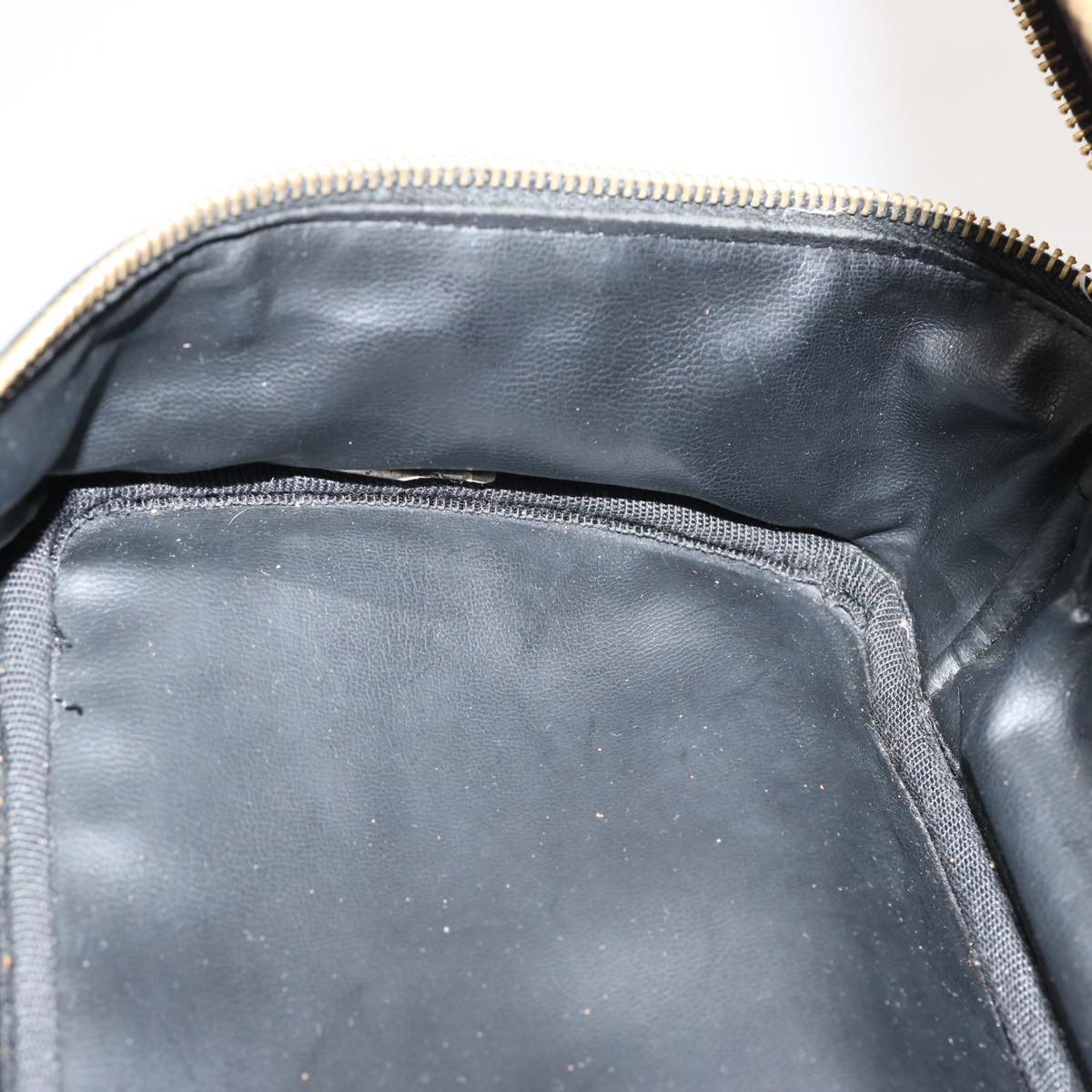 CHANEL Vanity Cosmetic Pouch Enamel Black CC Auth ac2858