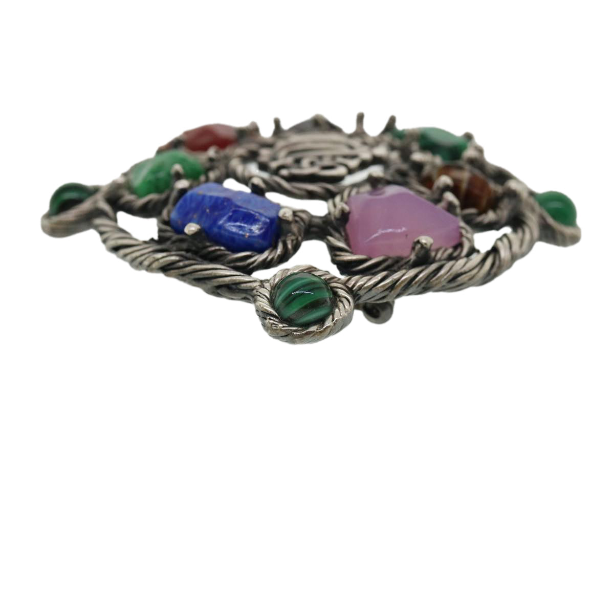 CHRISTIAN DIOR Brooch metal Silver Auth am3560