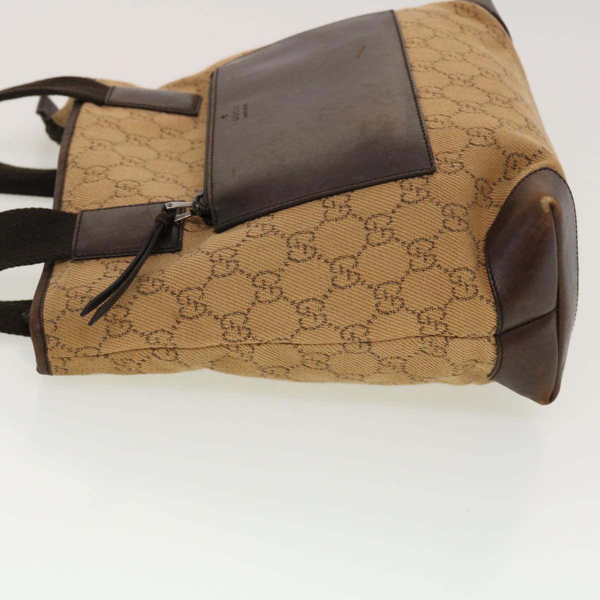 GUCCI GG Canvas Tote Bag Leather Beige 28893 am4545