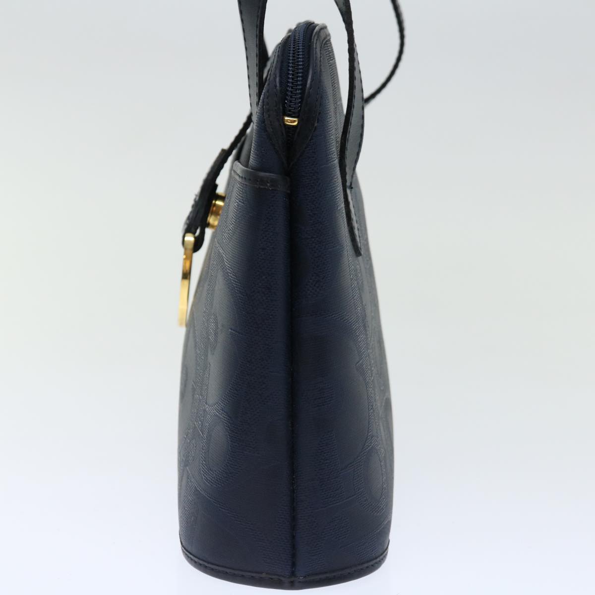 CHRISTIAN DIOR Trotter Canvas Hand Bag Navy Auth ar11715