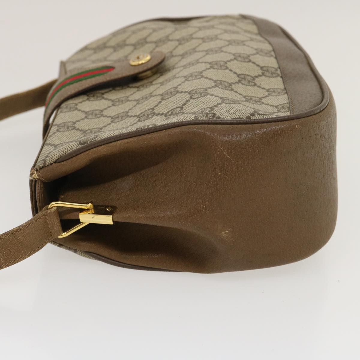 GUCCI Web Sherry Line GG Canvas Shoulder Bag Beige Red Green ar6721