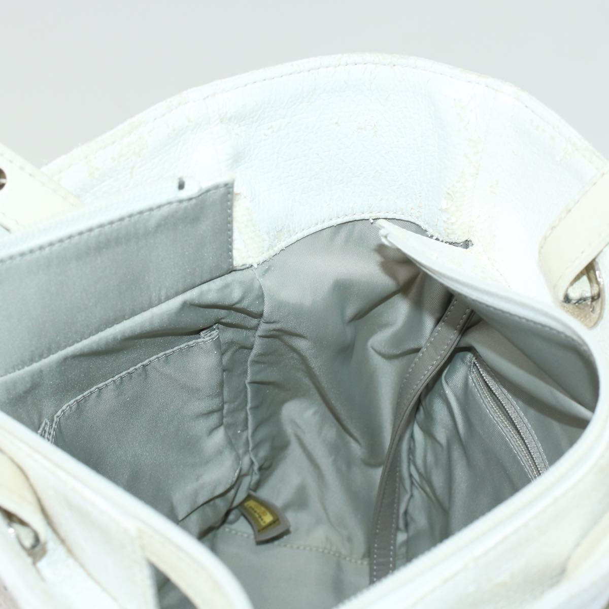 CHANEL Shoulder Bag Coated Canvas White CC Auth ar9716