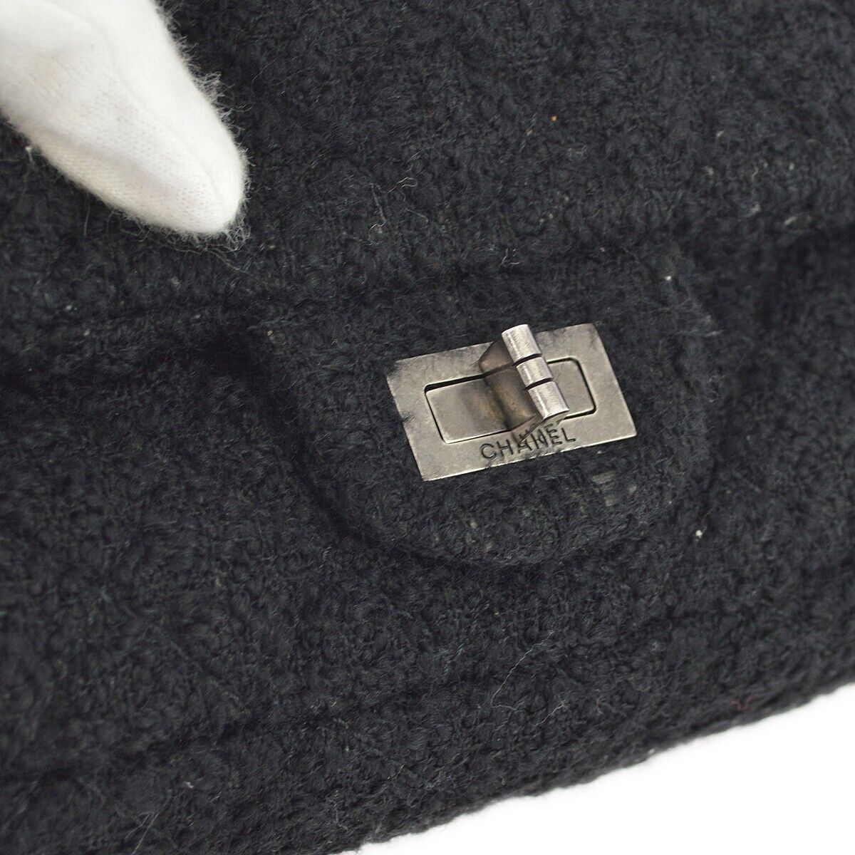 Chanel Black Tweed Mademoiselle Lock