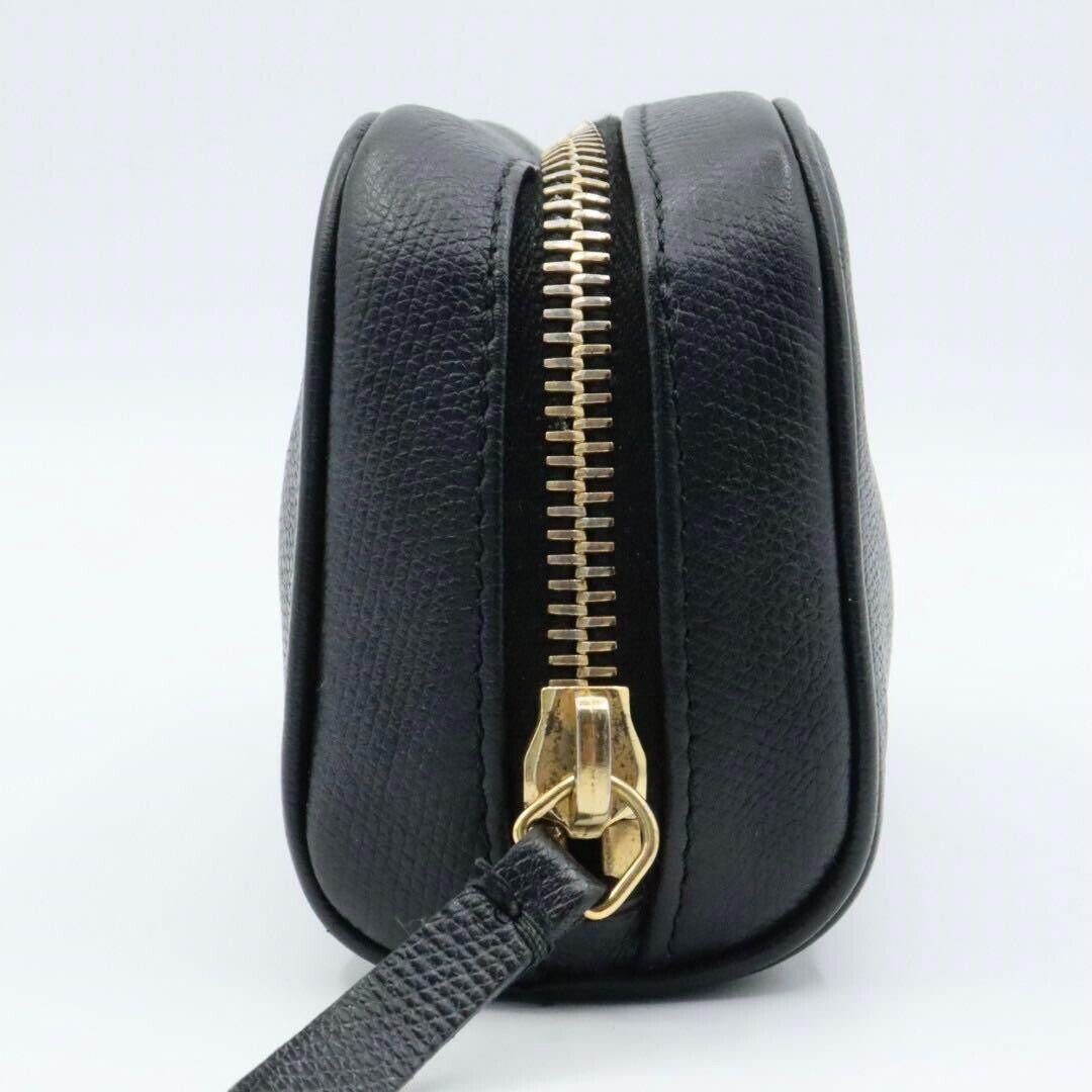 Chanel Coco Button Leather Black Pouch