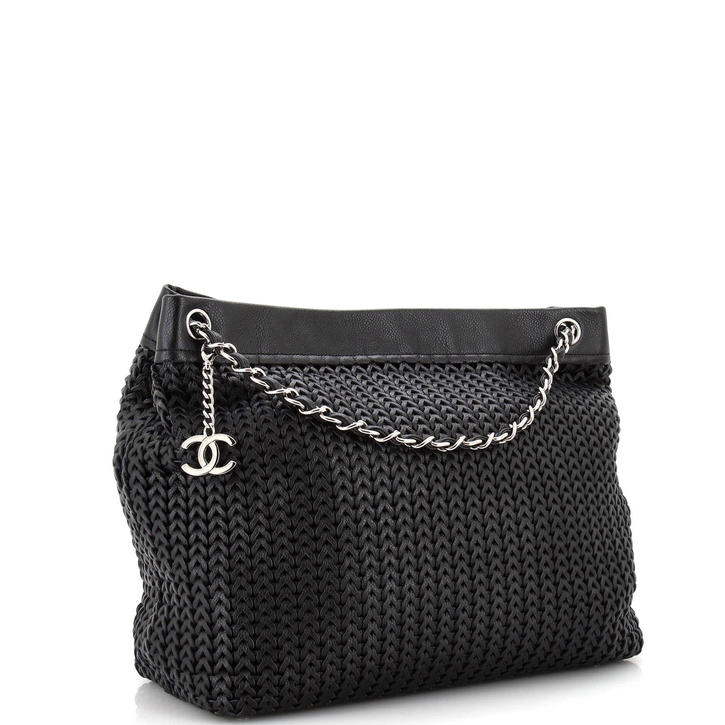 Chanel Cc Charm Tote Woven Caviar Large