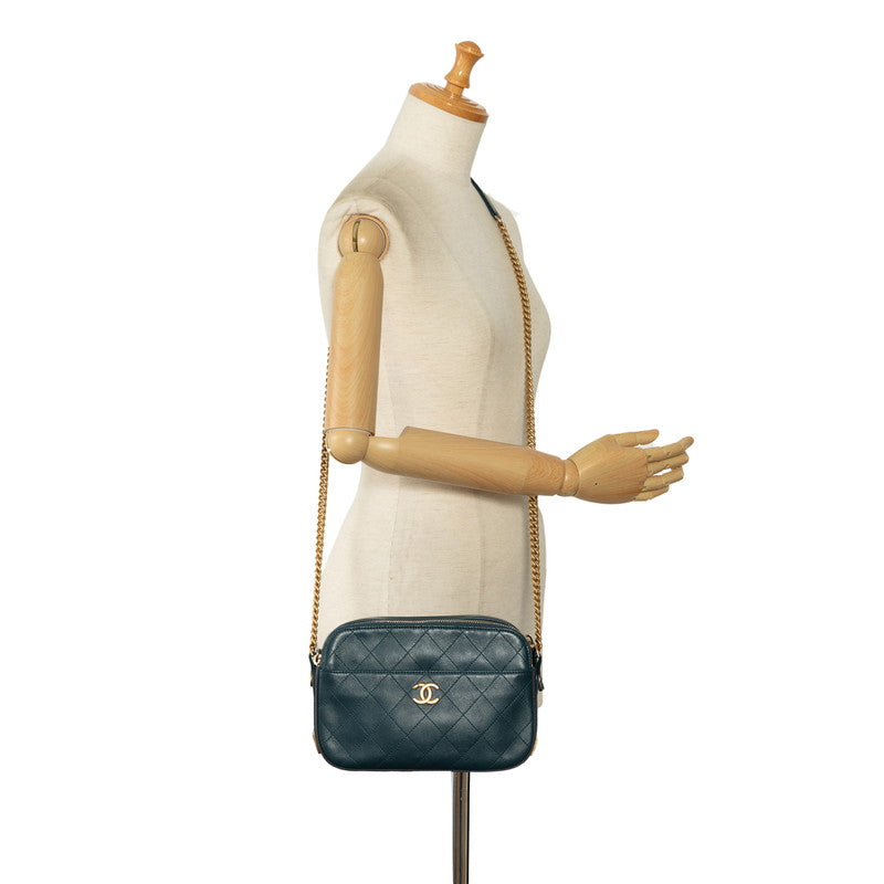 Chanel Matrases Coco Mark Chain Shoulder Bags Green Leather Chanel