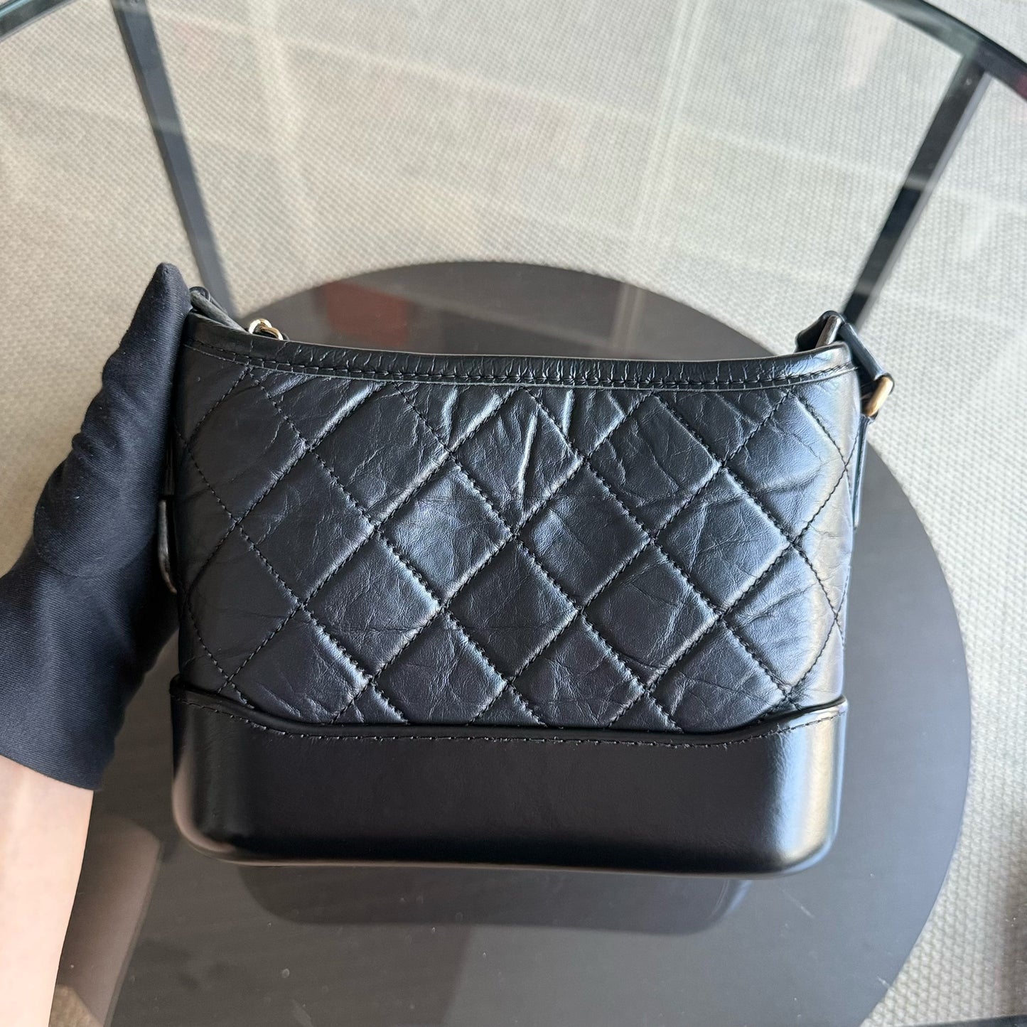 Chanel Gabrielle Small - Quilted Aged Calfskin Black Two-tone Gold Hardware Series 24