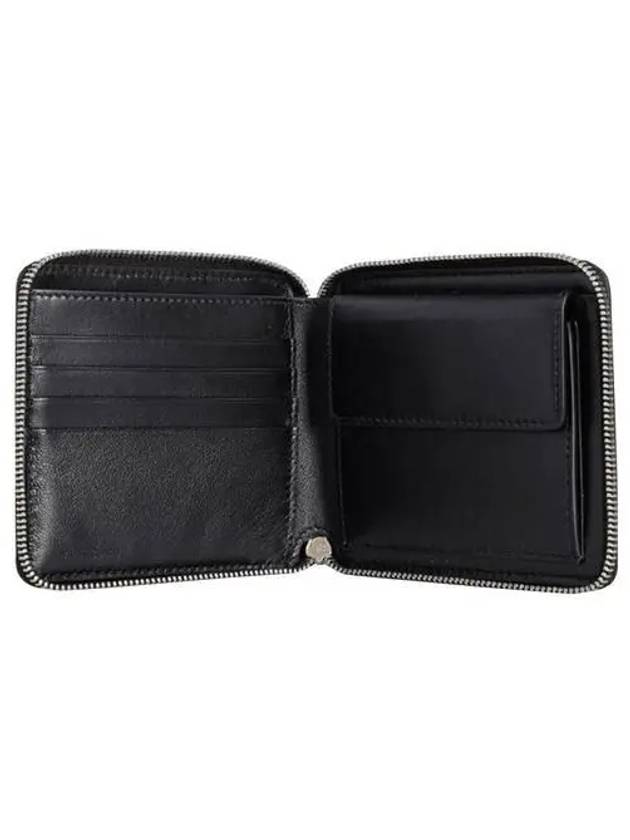 Luxury Balenciaga Paris Gravity Logo Leather Zipper Half Wallet Black