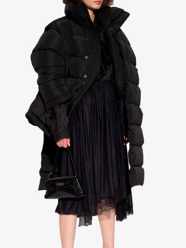 Luxury Balenciaga Lace Trimmed A-Line Skirt Black