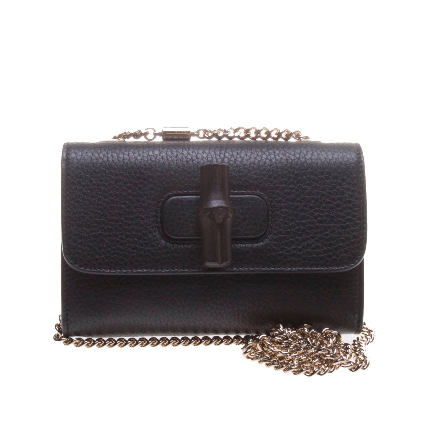 Gucci 387612 Black Bamboo Daily Leather Chain Bag