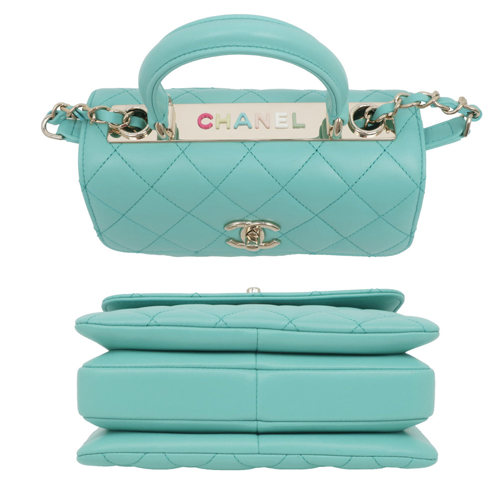 CHANEL Coco Handle XS Handbag Top Handle Turquoise Blue Shoulder GD G A92990