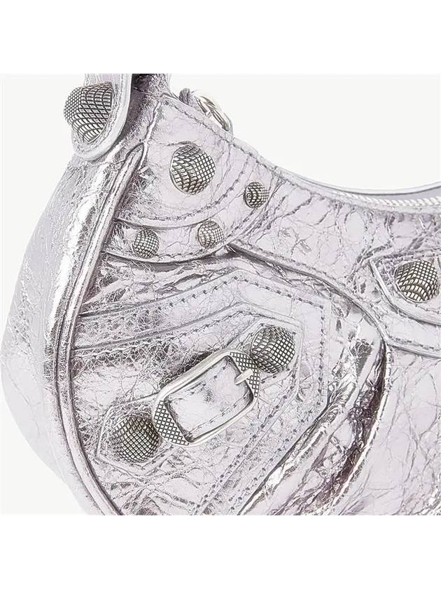 Luxury Balenciaga WoMen's Le Cagole XS Chain Metal Shoulder Bag Silver
