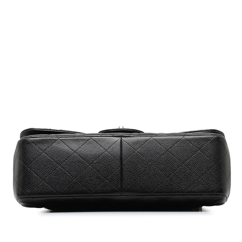 Chanel Decamatrasse 30 Coco Double Flap Chain Shoulder Bag Black Caviar S CHANEL