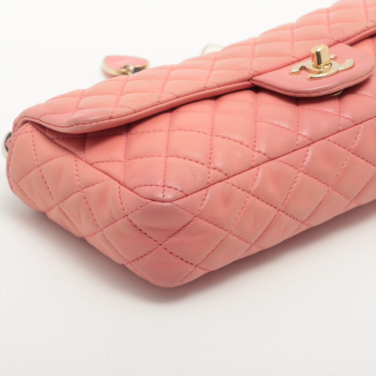 Chanel Lambskin Chain Shoulder Bag Pink Gold