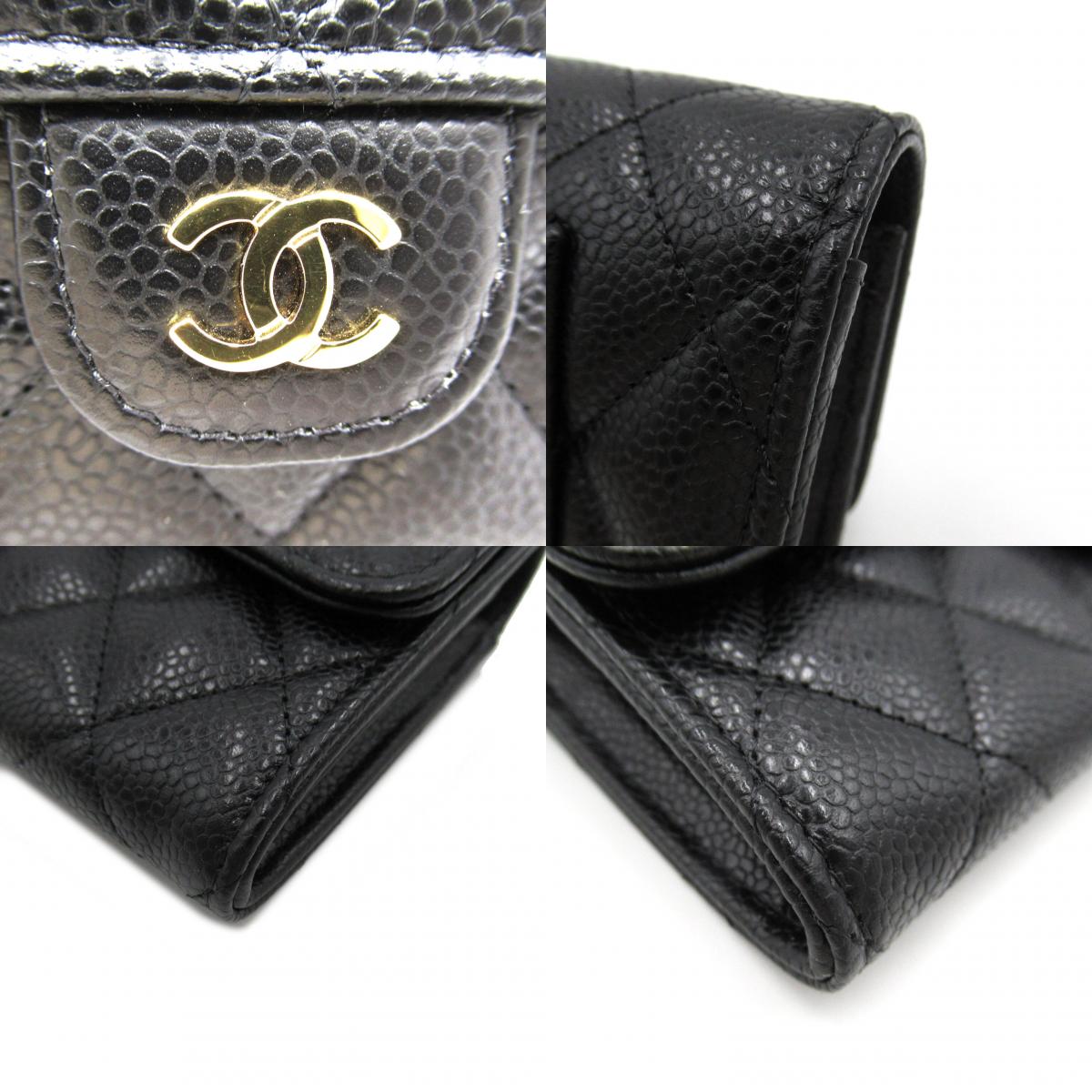 Chanel Zip Long Wallet Double Fold Wallet Caviar S Black Box