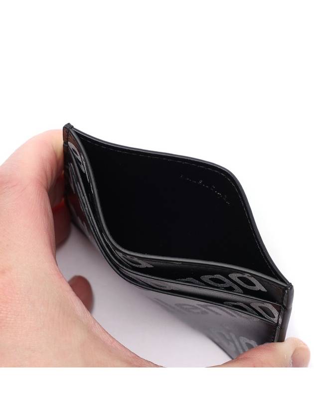 Luxury Balenciaga All Over Logo Card Wallet Black