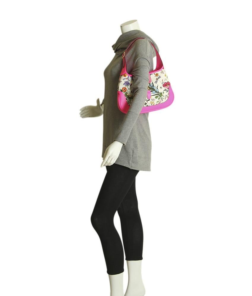 G*G Medium Floral Jackie Multi-Color & Pink Leather Hobo Bag