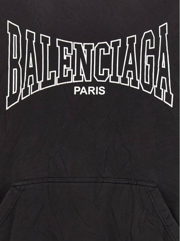Luxury Balenciaga Paris Logo Print Hoodie Black