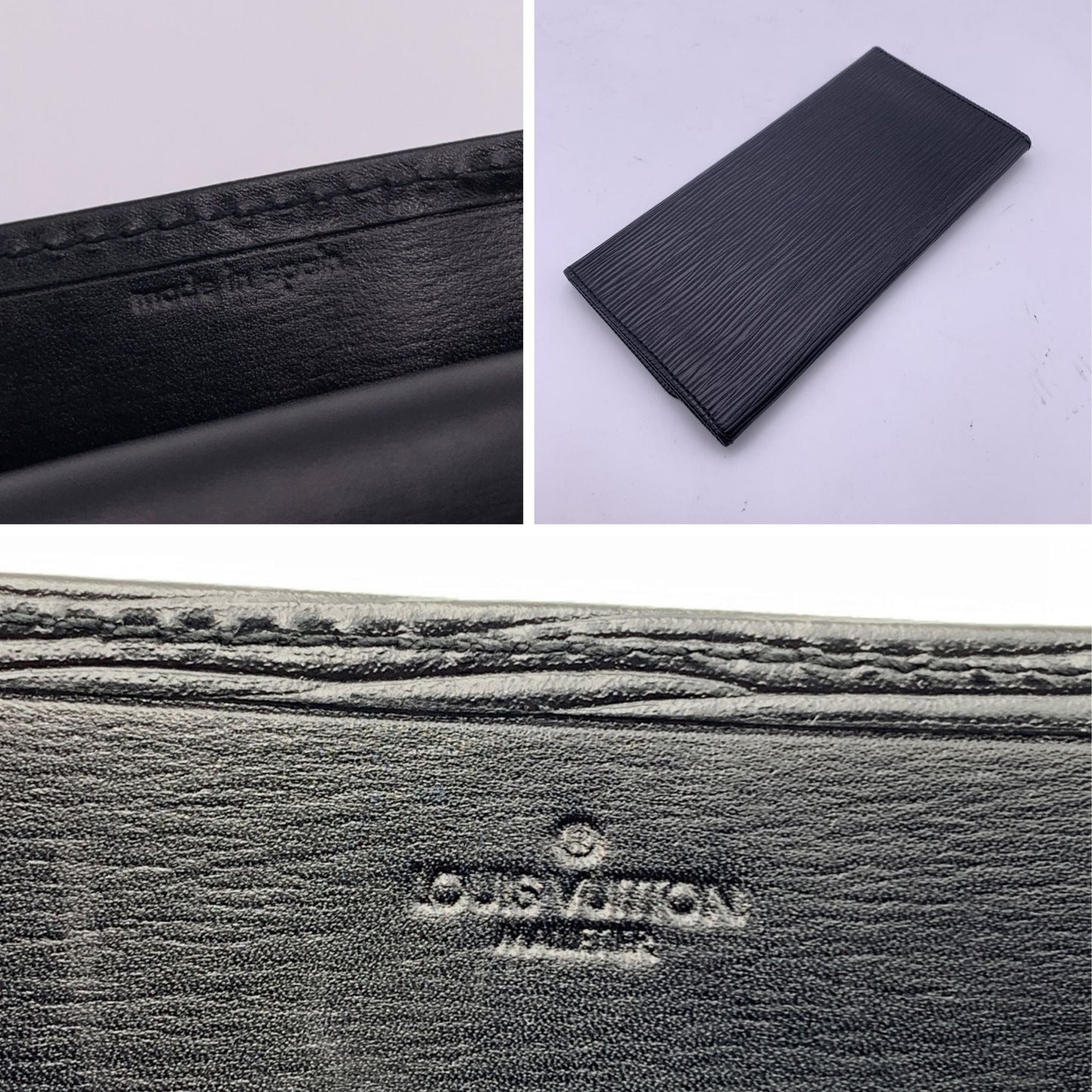 LOUIS VUITTON Malletier Vintage Black Epi Leather Bifold Bill Wallet