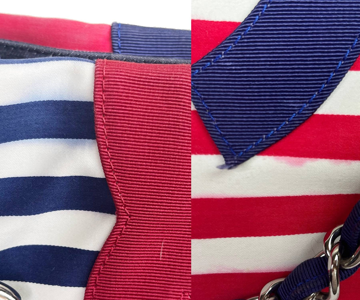 CHANEL Rare Blue Red CC Handle Stripe 3 way Bag