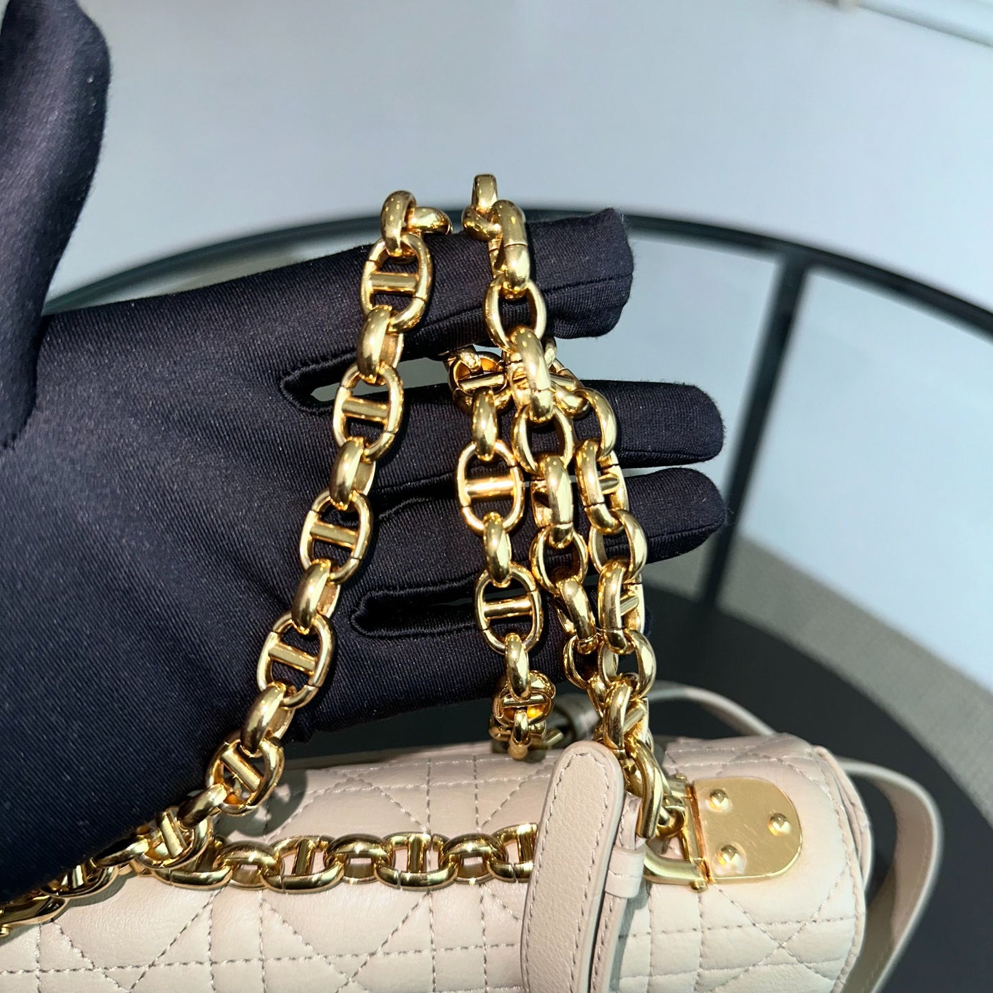 *Brand New* Caro Small Cannage Flap Beige Cross Body Bag GHW