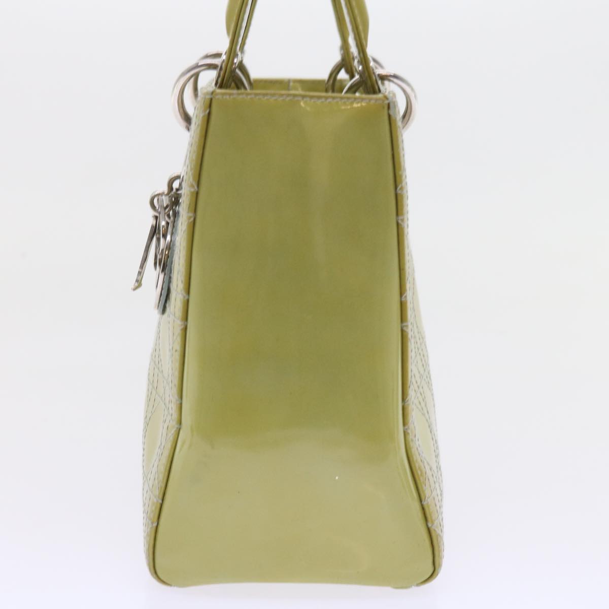 CHRISTIAN DIOR Canage Hand Bag Patent leather 2way Green Auth bs10107
