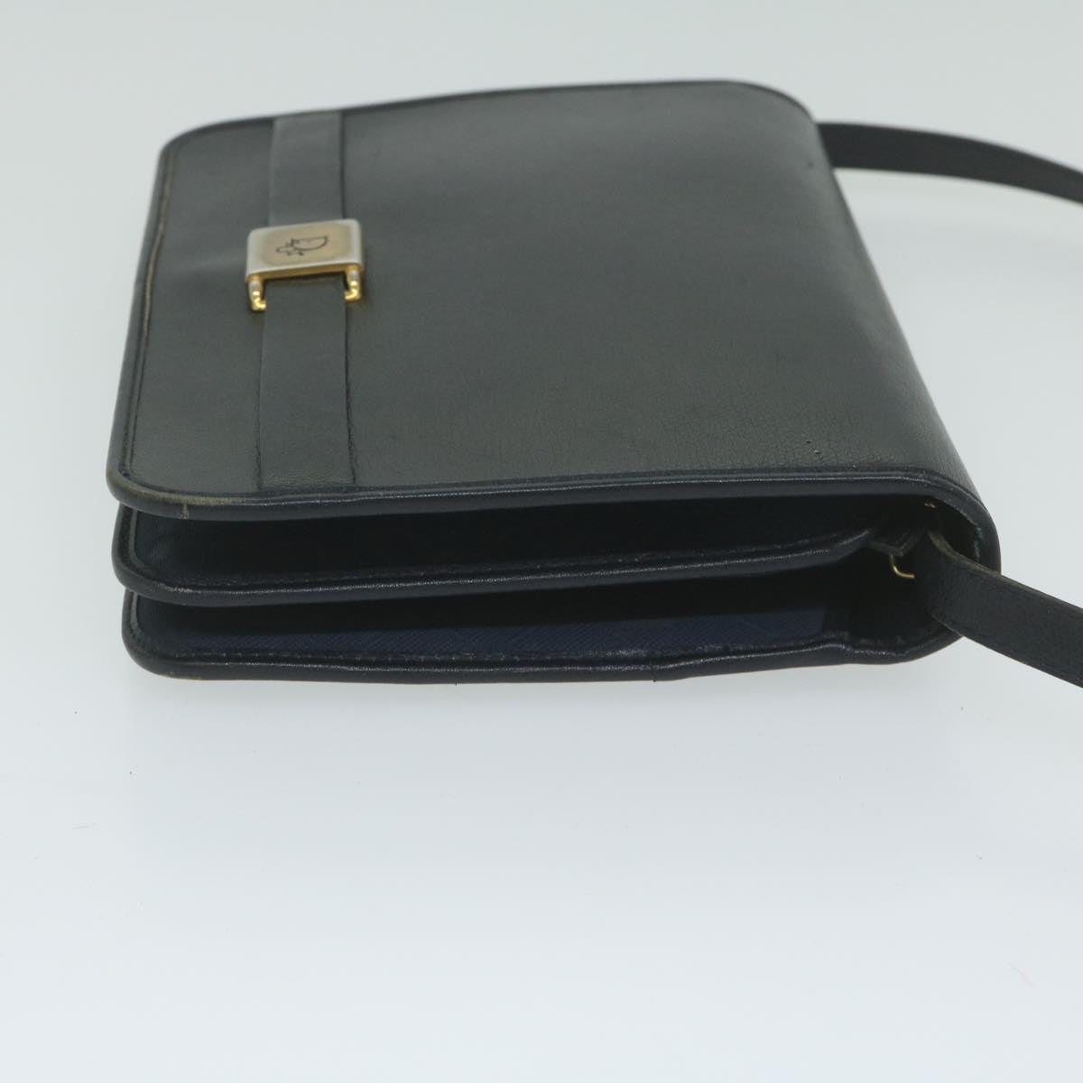 CHRISTIAN DIOR Honeycomb Canvas Shoulder Bag Black Auth bs10602