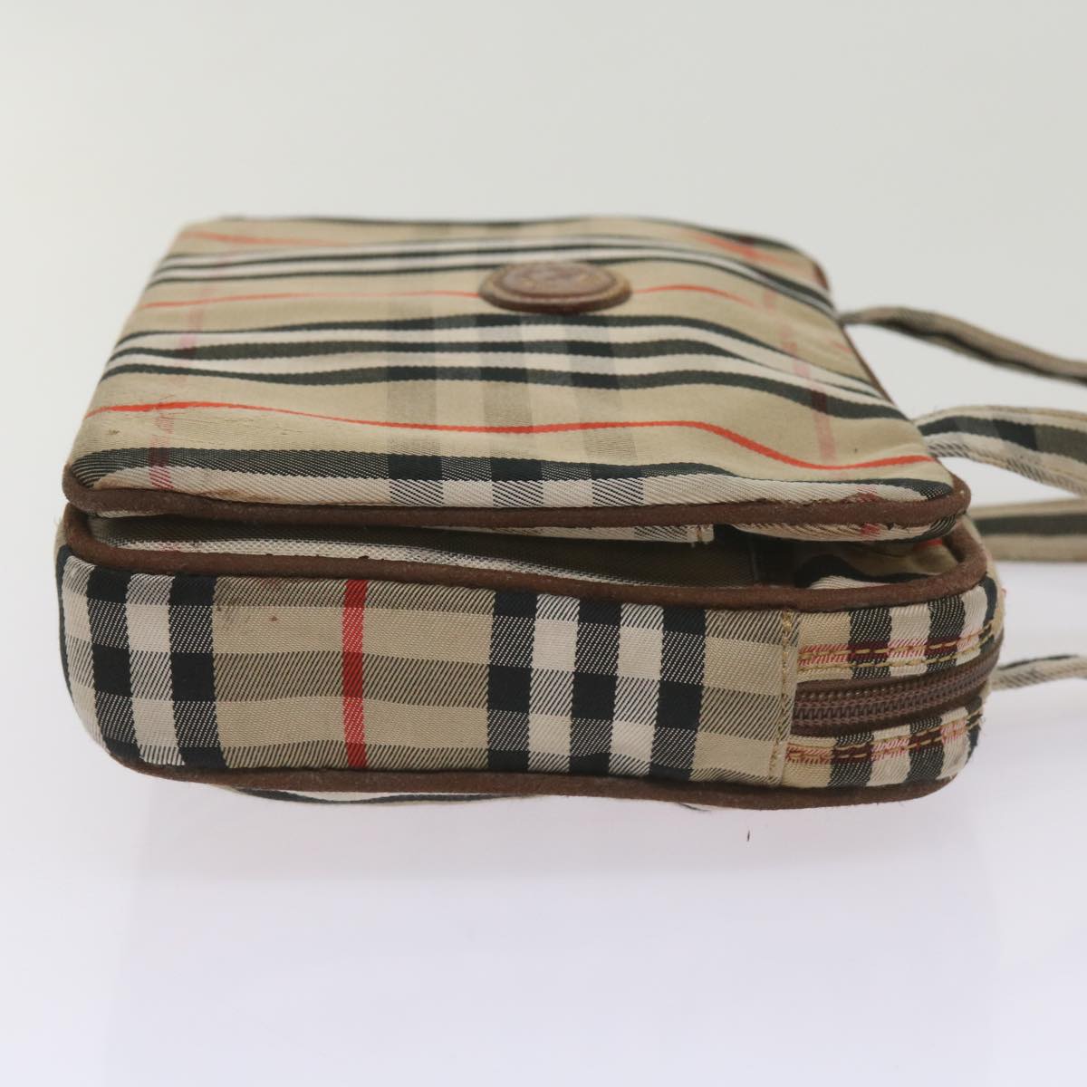 BURBERRYSs Nova Check Hand Bag Canvas Beige Auth bs12412