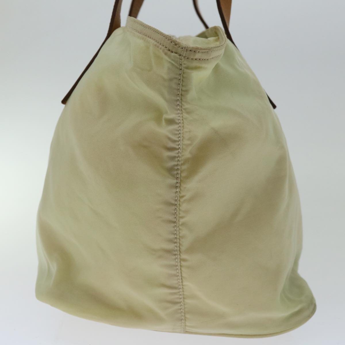 PRADA Tote Bag Nylon Beige Auth bs12616